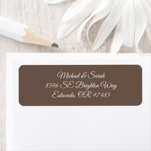 Elegant Warm Mocha Bruin Retouradres Etiket (Insitu)