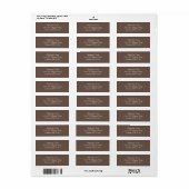 Elegant Warm Mocha Bruin Retouradres Etiket (Full Sheet)