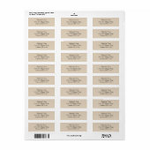 Elegant Warm Sand Retouradres Etiket (Full Sheet)