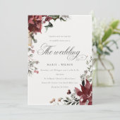 Elegant Warm Winter Festive Foliage Wedding Invite Bedankkaart (Staand voorkant)