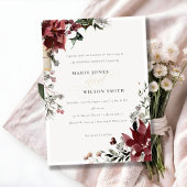 Elegant Warm Winter Festive Foliage Wedding Invite Bedankkaart