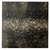 Elegant warme grijze monochrome faux glitter tegeltje (Voorkant)
