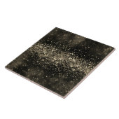 Elegant warme grijze monochrome faux glitter tegeltje (Zijkant)