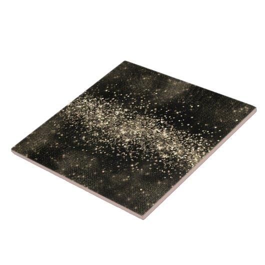 Elegant warme grijze monochrome faux glitter tegeltje (Zijkant)