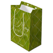 Elegant Wasabi Groen Argyle Patroon Kerstmis Medium Cadeauzakje (Voorkant Gekanteld)