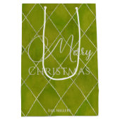 Elegant Wasabi Groen Argyle Patroon Kerstmis Medium Cadeauzakje (Achterkant)