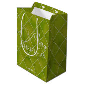 Elegant Wasabi Groen Argyle Patroon Kerstmis Medium Cadeauzakje (Achterkant Gekanteld)