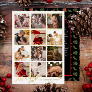 Elegant wat een 12 jaar durend bericht over foto-s folie feestdagenkaart