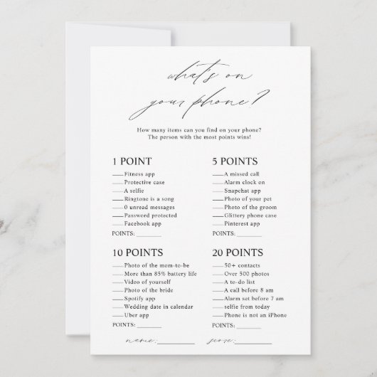 Elegant Wat is er op uw telefoon Vrijgezellenfeest Kaart (Voorkant)