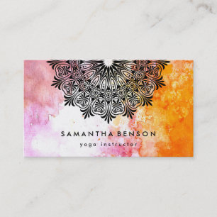 Elegant Water Color Lotus Flower Logo Yoga Visitekaartje