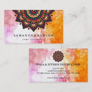 Elegant Water Color Lotus Flower Logo Yoga Visitekaartje