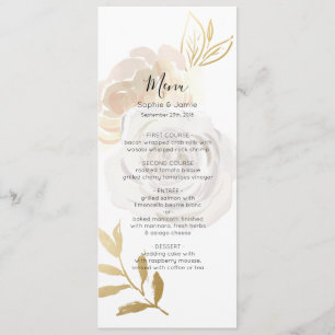 Elegant Water Color Rozen Wedding Menu Kaart