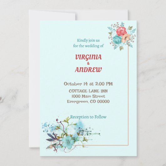 Elegant water kleurbloemen Weddenschap Kaart (Voorkant)