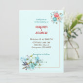 Elegant water kleurbloemen Weddenschap Kaart (Staand voorkant)