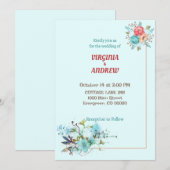 Elegant water kleurbloemen Weddenschap Kaart (Voorkant / Achterkant)