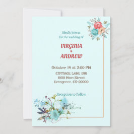 Elegant water kleurbloemen Weddenschap Kaart