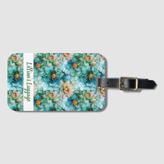 Elegant Water Lily Pattern Bagagelabel (Voorkant (horizontaal))