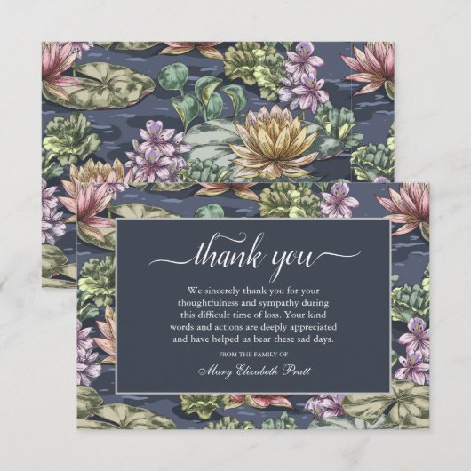 Elegant Water Lily Pond Funeral Hartelijk dank Bedankkaart (Voorkant / Achterkant)