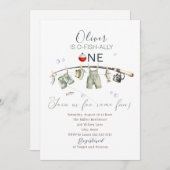 Elegant Watercolor A  little fisherman one birthda Kaart (Voorkant / Achterkant)