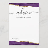 Elegant Watercolor Agate Purple Gold Wedding Advieskaart (Voorkant)