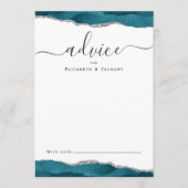 Elegant Watercolor Agate Teal Silver Wedding Advieskaart (Voorkant)