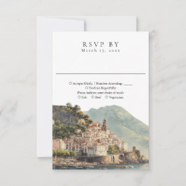 Elegant Watercolor Amalfi  Italian Wedding RSVP Kaartje