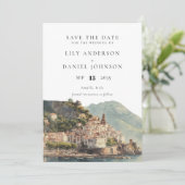 Elegant Watercolor Amalfi Italian Wedding Save The Date (Staand voorkant)