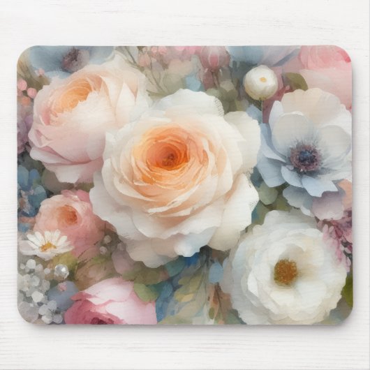 Elegant Watercolor Aquarell Art Flowers Roses Muismat (Voorkant)