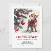 Elegant watercolor baby deer snowy forest Xmas Kaart (Voorkant)
