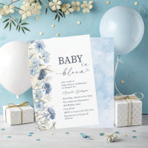 Elegant Watercolor Baby in Blooom blue flowers   B