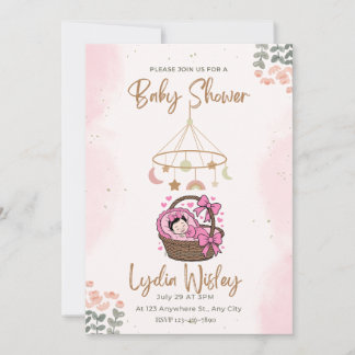 Elegant Watercolor Baby Shower Invitation wit Kaart