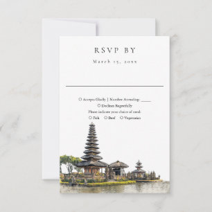 Elegant Watercolor Bali-huwelijk RSVP Kaartje