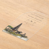 Elegant Watercolor Bali Temple Wedding Arch Acryl Uitnodigingen (Laagn)