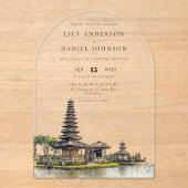 Elegant Watercolor Bali Temple Wedding Arch Acryl Uitnodigingen (Voorkant)