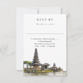 Elegant Watercolor Bali Wedding RSVP Kaartje