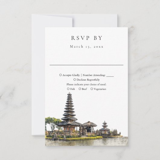 Elegant Watercolor Bali Wedding RSVP Kaartje (Voorkant)