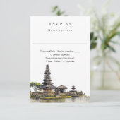 Elegant Watercolor Bali Wedding RSVP Kaartje (Staand voorkant)