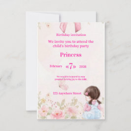  Elegant Watercolor Ballerina Birthday Invitation  Kaart