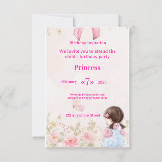  Elegant Watercolor Ballerina Birthday Invitation  Kaart