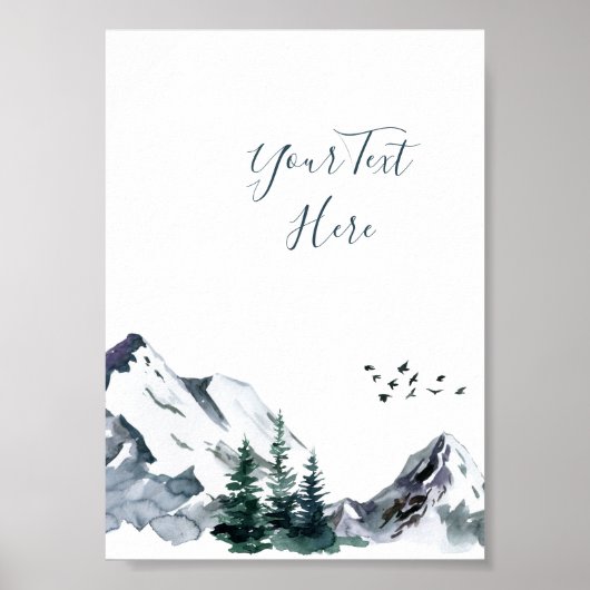 Elegant watercolor bergen bos landschap poster (Voorkant)