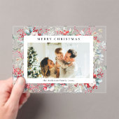 Elegant Watercolor Berries Merry Christmas Card Acryl Uitnodigingen (Insitu (Draagbaar))