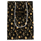 Elegant watercolor black and gold Christmas gift Medium Cadeauzakje (Achterkant)