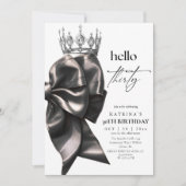  Elegant Watercolor Black Bow 30th Birthday Kaart (Voorkant)