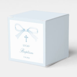 Elegant Watercolor Blue Bow Baptism Cube Bedankdoosjes
