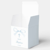 Elegant Watercolor Blue Bow Baptism Cube Bedankdoosjes (Geopend)