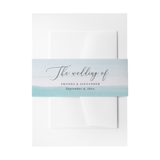 Elegant Watercolor Blue Wedding | Coastal Nautical Uitnodigingen Wikkel (Voorkant Voorbeeld)