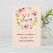 Elegant Watercolor Blush Floral Baby Shower        Kaart (Staand voorkant)