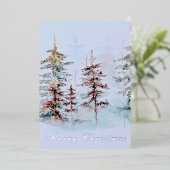 Elegant Watercolor Bos Bedrijfs Kerstmis   Folie Feestdagenkaart (Staand Voorkant)