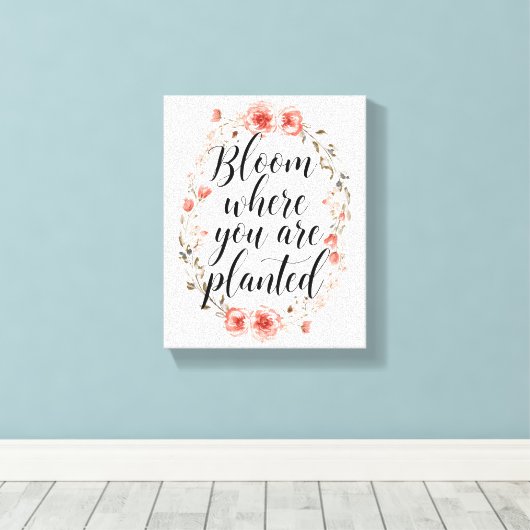 Elegant Watercolor Botanical Message Canvas Afdruk (Insitu (Houten vloer))