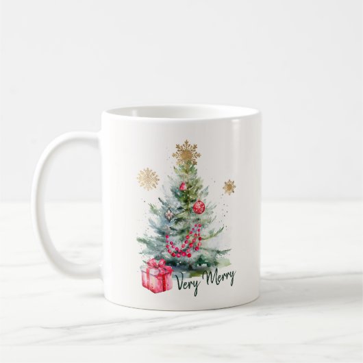 Elegant Watercolor Botanical Snowflake Christmas Koffiemok (Links)